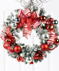 Red & Silver - Permanent Holiday Wreath
