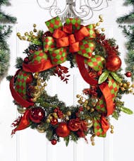 Red, Green, & Gold - Permanent Holiday Wreath