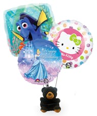 3 Character Balloon Bouquet with Bear - Boy or Girl